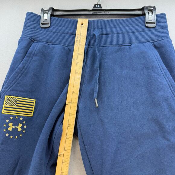 Under Armour Project Rock Respect Joggers Mens S Blue Gold US Flag Patch Sporty - Picture 11 of 13